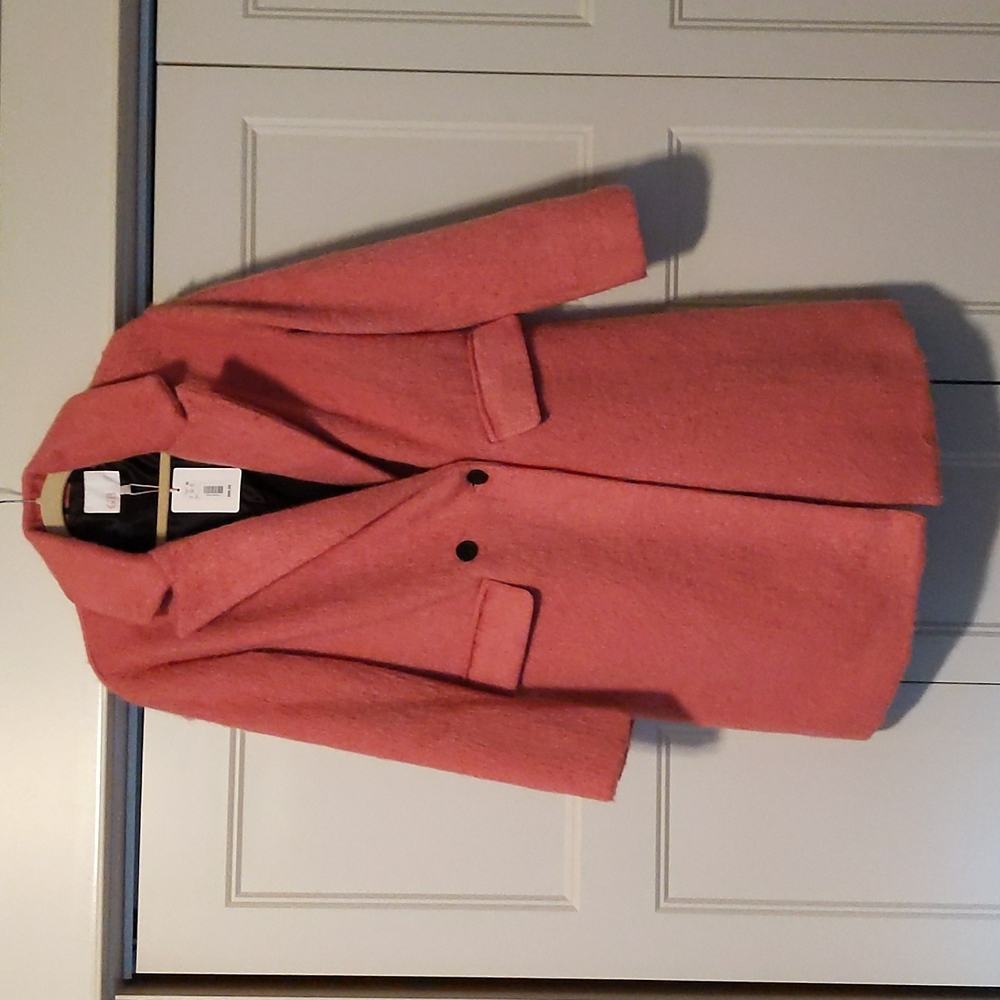Gianni Bini Coral Pink Wool Blend Pea Coat